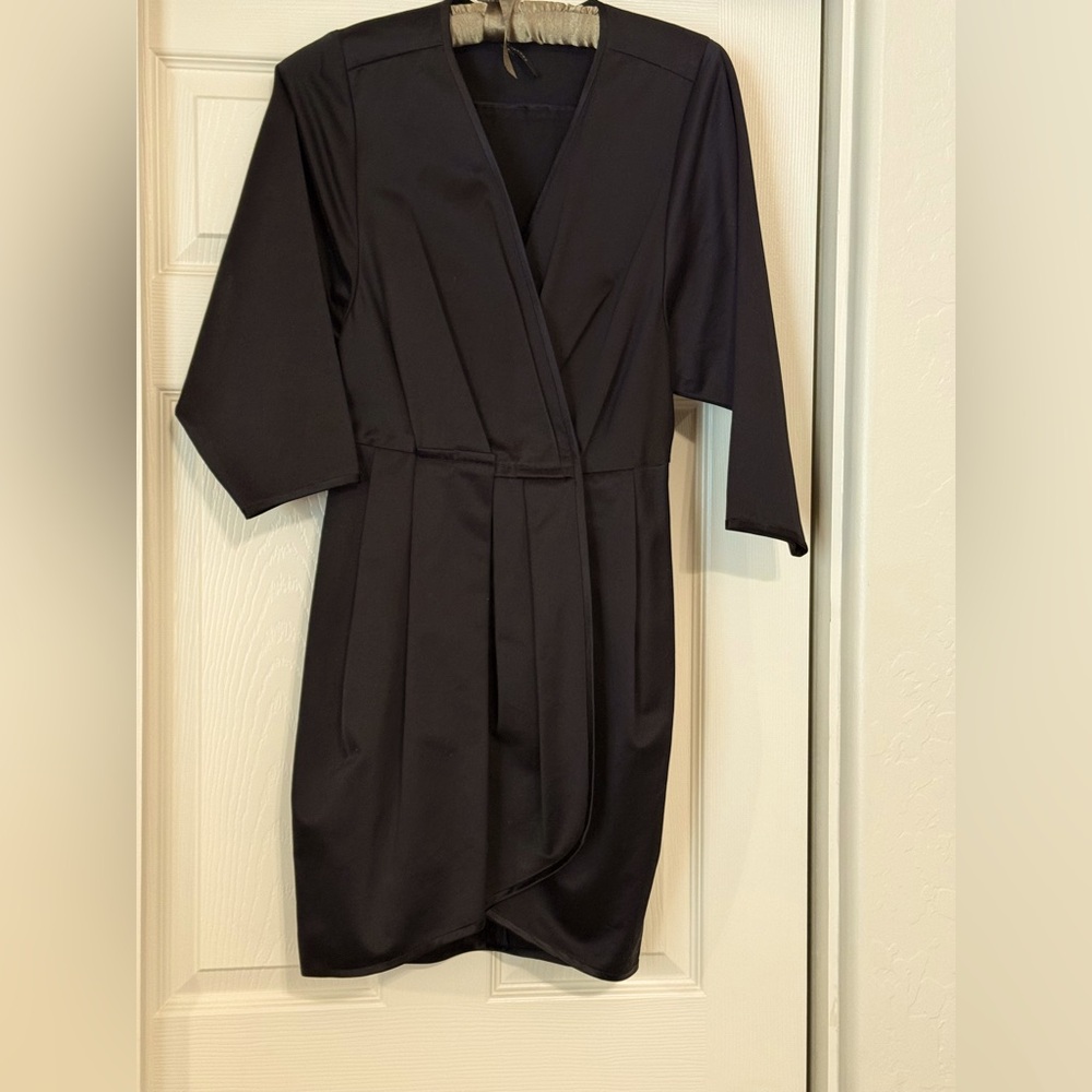 Marc Jacobs Black Wrap Dress, 100% Cotton, 3/4 Sleeves, Size 2